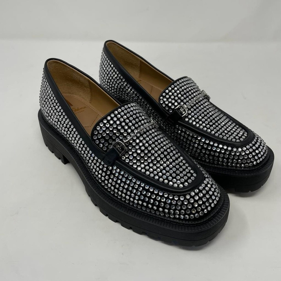 NIB Sam Edelman Laurs Lug Glitz Studded Crystal Rhinestone Platform Loafers - Picture 4 of 11